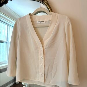 Amanda Uprichard Ivory V-Neck Blouse